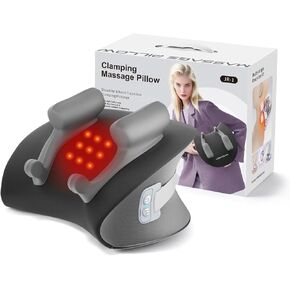 Shiatsu Neck Massager with Heat, Cordless Portable Cervical Traction Device with 10-Minute Timer for Full Body Muscle Pain Relief, Electric Deep Tissue Kneading Massage Pillow(Black) in Saudi Arabia