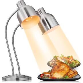 Winado Food Heating Lamp, 2x250W Commercial Food Heat Lamp, Stainless Steel Catering Food Warming Lamp Restaurant Equipment for Restaurant Kitchen Cafeteria, Silver in Kuwait