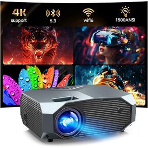 Jowhick Projector مع WiFi و Bluetooth ، جهاز عرض أفلام محمول محمول 1080 بكسل ، 50 ٪ -100 ٪ Zoom ، 400 بوصة ، عرض 4K متوافق مع HDMI/USB/PC/TV/PS5/DVD/Android/iOS in Kuwait