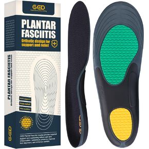 نعال التهاب اللفافة الأخمصية للرجال - حشوات تقويم العظام من ألياف الكربون GED مع دعم القوس والكعب، وامتصاص الصدمات وتخفيف الضغط - تناسب أحذية وأحذية العمل (الولايات المتحدة 9-13.5) in Kuwait