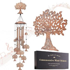 Tree of Life Wind Chimes - Spiritual Decor for Outside Garden - Memorial Sympathy Gifts for Loss of Loved One - Deep Tone Large Outdoor Windchime with Gift Box in Saudi Arabia