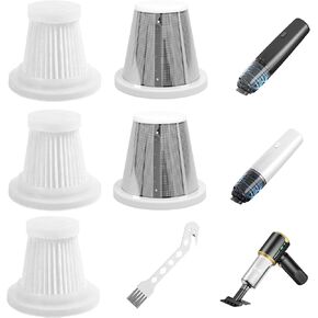 [5 عبوات] فلاتر بديلة (3 قياسية + 2 من الفولاذ المقاوم للصدأ) - متوافقة مع مكنسة JIXINMIYUE HX-606 وA9life SY01-Q8 المحمولة/السيارة - قابلة للغسل وإعادة الاستخدام وسهلة التركيب in Kuwait