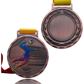 1/6/12 Pcs Gold Silver Bronze Volleyball Medals with Neck Ribbons for Awards,2.75 Inches,1st 2nd 3rd Award Medals for Sports, Competitions, Olympic Style, Volleyball Games in Saudi Arabia