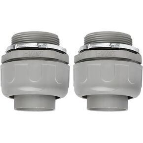 موصلات القناة، موصل سائل محكم 1-1/2 بوصة NPT غير معدني لتركيبات القنوات الكهربائية المرنة البلاستيكية، مستقيم 180 درجة، مدرج في قائمة UL لأدوات الأنابيب المنزلية الخارجية، رمادي (عبوتان) in Kuwait