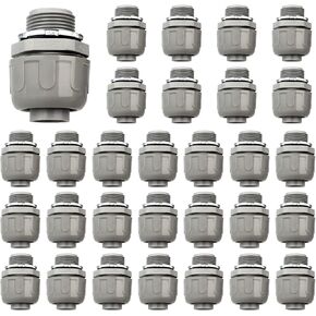 موصلات القناة، موصل سائل محكم 3/4 بوصة NPT غير معدني لتركيبات القنوات الكهربائية المرنة البلاستيكية، 180 درجة مستقيمة، مدرج في قائمة UL لأدوات الأنابيب المنزلية الخارجية، رمادي (150 حزمة) in Kuwait