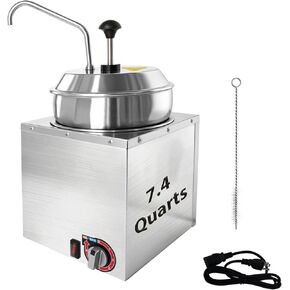 موزع جبن ناتشو 7.4 لتر مع مضخة من الفولاذ المقاوم للصدأ، 6 مستويات لضبط درجة الحرارة، سخان جبن ناتشو، موزع صلصة تجاري للزبدة والكراميل والحلوى الساخنة in Kuwait