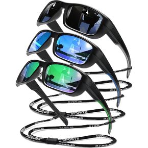 3 عبوات من النظارات الشمسية الرياضية المستقطبة للرجال، نظارات شمسية بإطار ملتف UV400 لركوب الدراجات وقيادة الصيد in Kuwait