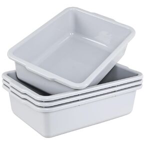 4-Pack 8 L Small Commercial Bus Tub, Grey Dish Pans for Washing Dishes in Kuwait