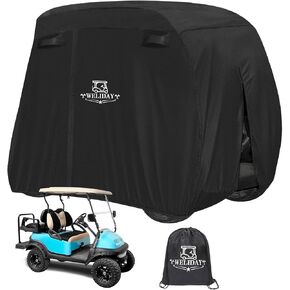 Golf Cart Cover Compatible with Yamaha EZGO Club Car, 2/4/4+2 Passengers Golf Cart Cover with Three Zipper Doors, Water Resistant Polyester Fabric for All-Weather Protection in Kuwait