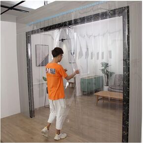 طقم ستائر شريطية من مادة PVC - ستارة باب شفافة قابلة للطي لمكيف الهواء وقسم المدخل (الحجم: 135 × 240 سم، 9 قطع) - متينة وسهلة التركيب وموفرة للطاقة in Kuwait