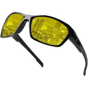 BIRCEN Night Vision Glasses for Driving: Running Cycling Sport Night Anti Glare Yellow Glasses for Men Women in Kuwait