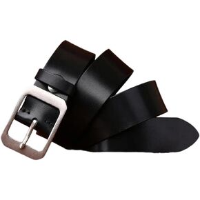 Men's Leather Belt - 3.8 cm Solid Cowhide with Steel Buckle for Casual Style in Kuwait