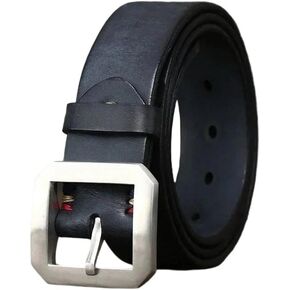 Men's Leather Belt - 3.8 cm Cowhide with Stainless Steel Buckle, Western Inspired in Kuwait