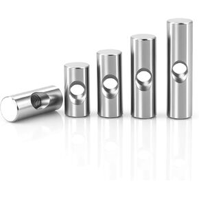 Barrel nut, M4/M5/M6 Cylindrical Pin Dowel Wood Furniture Accessories Embedded Locking Long Nuts(M4x20mm-12Pcs) in Kuwait