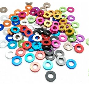 غسالات Qinlu-10-20 قطعة M3 M4 M5 M6 M8 الملونة من الألومنيوم المسطح لجزء RC، لإصلاح المصانع (M3X6X2 20 قطعة، M3X6X1.5 20 قطعة) in Kuwait