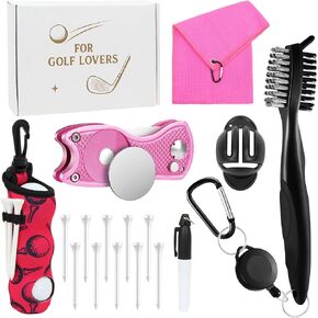 مجموعة إكسسوارات الجولف 17 قطعة من لاكجو، تتضمن حقيبة كرة الجولف مع خطاف ومنشفة وتيز وفرشاة تنظيف أداة تحديد الكرة المغناطيسية للنساء والرجال هدايا in Kuwait