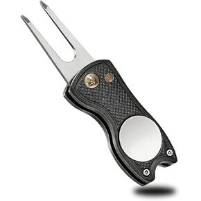 هدايا إكسسوارات الجولف للرجال الأب لاعب الجولف، أداة إصلاح ديفوت الجولف للاعبي الجولف، أداة معدنية خضراء قابلة للطي مع علامة كرة محاذاة مغناطيسية منبثقة، (أسود) in Kuwait