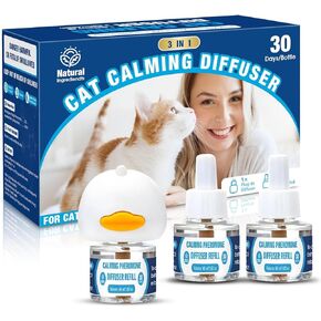Pheromones التهدئة Cat Diffuser: 3-in-1 Kit Cat Reputing Pheromone Diffuser to to to to to to to to expliens (1 × 2 × 48 مل) للراحة يقلل من قلق الإجهاد ، والفوومون المريح منذ فترة طويلة ل Pet Cat (3in1) in Kuwait