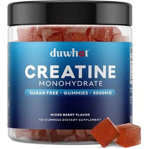 duwhot Creatine Monohydrate Gummies for Men, Creatine Monohydrate Chewables 5g Per Serving, Vegan, Sugar Free, Mixberry Flavor, 120 Count in Kuwait
