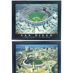 San Diego Padres Petco Park & Qualcom Stadium - Set of 2 Framed Lithographs of Dramatic Aerial Photos - Treasured Collector Items and Great Gift! in Saudi Arabia