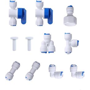 1/4 بوصة OD توصيل سريع، ادفع لتوصيل تركيب أنبوب المياه (صمام كروي + T + L + I + Y + وصلة صنبور + أغطية طرفية 22 قطعة) in Kuwait