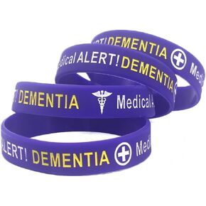 4 عبوات من أساور المعصم المصنوعة من السيليكون للتنبيه الطبي للخرف - أساور للتوعية الصحية، وأساور معصم للهوية الطبية الخارجية للرجال والنساء in Kuwait