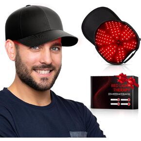 قبعة العلاج بالضوء الأحمر للشعر من ريليكسنو، معالجة بالضوء الأحمر 180 مصباح LED مطورة للرأس، العلاج بالضوء بالأشعة تحت الحمراء للرجال والنساء مع مؤقت وجهاز تحكم (أسود عميق) in Kuwait