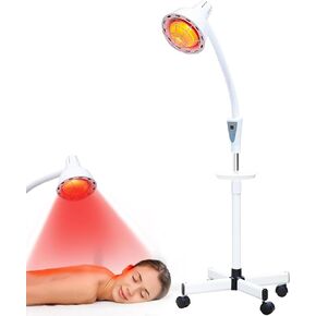 LHCYLDQ 275W مصباح العلاج بالضوء بالأشعة تحت الحمراء - مصباح الحرارة الأحمر بالقرب من الأشعة تحت الحمراء لألم العضلات المشتركة، رأس مصباح قائم قابل للتعديل مع درجة حرارة قابلة للتعديل بحرية (أبيض) in Kuwait