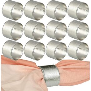 حلقات مناديل نظيفة 12 قطعة من أبازيم حامل المناديل المعدنية المزخرفة، حلقات منديل عيد الشكر في الخريف، حلقات مناديل لتزيين طاولة العشاء، الزفاف، الولائم، الحفلات، عيد الفصح (فضي) in Kuwait