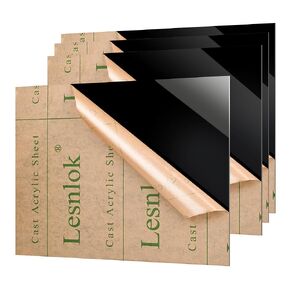 Lesnlok 12x12 Black Acrylic Sheet 1/8 inch Thick 3mm Black Plexiglass Sheet for Home Decor Handcraft Painting Photography (4, 12x12) in Kuwait