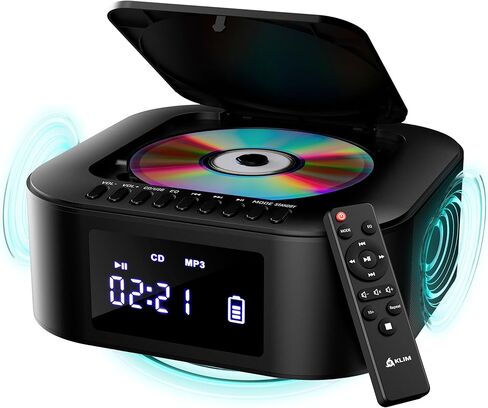 Klim Boombox E1 - نظام الصوت المحمول CD Player + باس إضافي مع مضخم صوت + راديو FM ، CD MP3 Bluetooth AUX USB + Wired و Wireless Mode Battery القابلة لإعادة الشحن + التحكم عن بُعد - أبيض in Kuwait