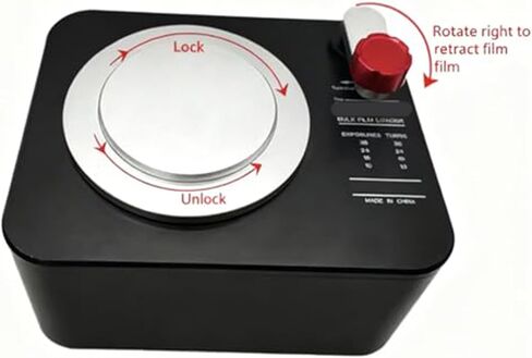 35mm Film Dispenser Features a Film Separator, Locking lid, and Film rewinding Handle. Lined with Felt and can Hold 30 Rolls of 35mm Film, for Vintage Cameras in Kuwait