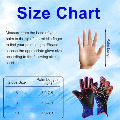 Keenso Soccer Goalie Gloves, Strapless Professional Goalkeeper Gloves for Youth, Grip Football Gloves with Size 8/9/10 for Adults and Kids Age 8-12 (NO.8) in Kuwait