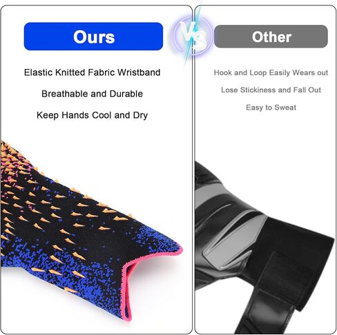 Keenso Soccer Goalie Gloves, Strapless Professional Goalkeeper Gloves for Youth, Grip Football Gloves with Size 8/9/10 for Adults and Kids Age 8-12 (NO.8) in Kuwait