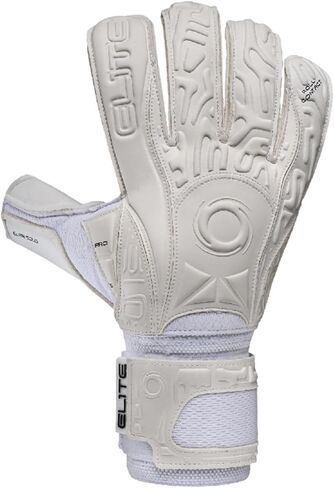 Elite Sports White Solo Fingersave Goalkeeper Gloves - 4mm Palm Latex, Roll Finger Cut, Durable Backhand, Removable Finger Spines, Elastic Wristband in Saudi Arabia