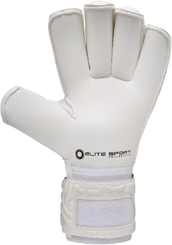 Elite Sports White Solo Fingersave Goalkeeper Gloves - 4mm Palm Latex, Roll Finger Cut, Durable Backhand, Removable Finger Spines, Elastic Wristband in Saudi Arabia