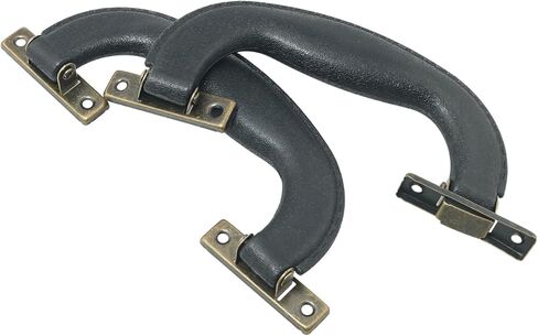 4PCS Leather Plastic Vintage Handle Bronze Feet Imitation Leather Plastic Vintage Hardware Home Decoration Antique Suitcase Fittings for Boxes Cases Luggage Suitcases Black in Kuwait