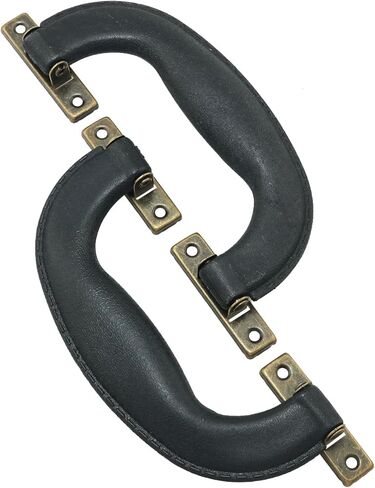 4PCS Leather Plastic Vintage Handle Bronze Feet Imitation Leather Plastic Vintage Hardware Home Decoration Antique Suitcase Fittings for Boxes Cases Luggage Suitcases Black in Kuwait