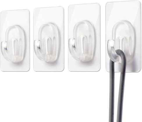 27 Pack Small Adhesive Wall Hooks, Clear Mini Hooks with Adhesive Strips, Damage Free Sticky Hooks for Hanging Decorations,Lights and Cables in Saudi Arabia
