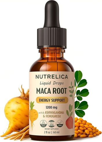 جذر الماكا مع الأشواغاندا والحلبة - دعم الصحة والحيوية العشبية - 1200 مجم، بدون سكر، نباتي، غير معدّل وراثيًا in Kuwait