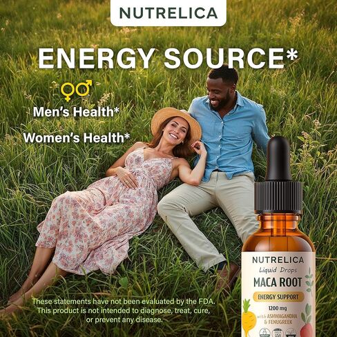 جذر الماكا مع الأشواغاندا والحلبة - دعم الصحة والحيوية العشبية - 1200 مجم، بدون سكر، نباتي، غير معدّل وراثيًا in Kuwait