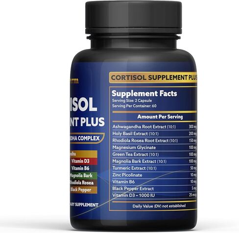 11in1 Cortisol Plus Supplement, 11in1 Ashwagandha and Natural Herbal Complex Vitamin Blend for Daily Mood, Focus and Sleep, Suitable for Women and Men 60 Capsules in Saudi Arabia