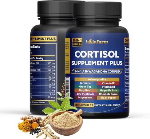 11in1 Cortisol Plus Supplement, 11in1 Ashwagandha and Natural Herbal Complex Vitamin Blend for Daily Mood, Focus and Sleep, Suitable for Women and Men 60 Capsules in Saudi Arabia