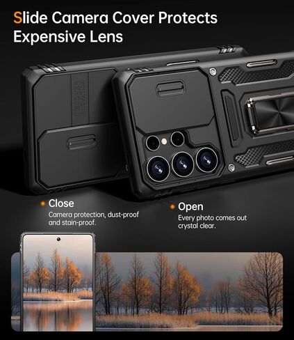 Armor متوافق مع Samsung Galaxy S25 Ultra Case مع غطاء الكاميرا من الدرجة العسكرية للهاتف Phone Case متوافقة مع Samsung Galaxy S25 Ultra Phone Case (Black) in Saudi Arabia