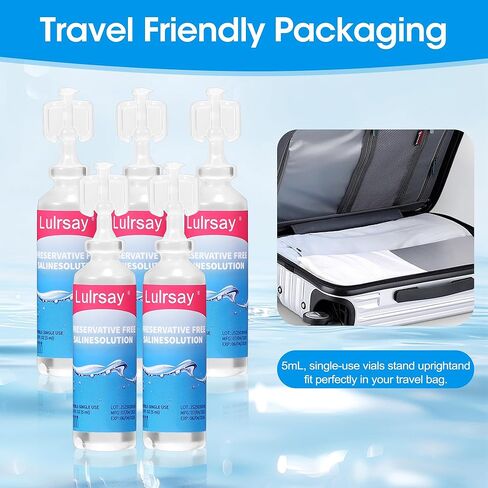 محلول ملحي 0.9% | حجم مناسب للسفر 5 مل للاستخدام الفردي (عبوة من 100 قطعة) in Kuwait