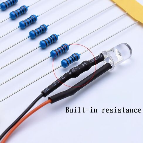 120 قطعة 5 مم 12 فولت من صمامات LED الثنائية السلكية مسبقًا + 50 قطعة من أنابيب الانكماش الحراري، عدسة دائرية شفافة مقاس 7.9 بوصة، مجموعة 6 ألوان مختلطة (20 قطعة لكل واحدة) مع مقاوم ملحوم مسبقًا للوحة قيادة السيارة، وإضاءة النماذج اليدوية in Kuwait