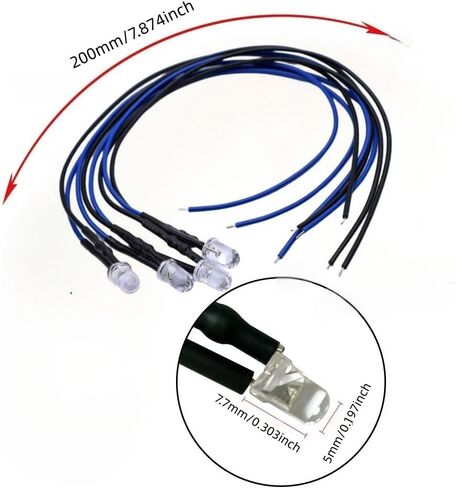 120 قطعة 5 مم 12 فولت من صمامات LED الثنائية السلكية مسبقًا + 50 قطعة من أنابيب الانكماش الحراري، عدسة دائرية شفافة مقاس 7.9 بوصة، مجموعة 6 ألوان مختلطة (20 قطعة لكل واحدة) مع مقاوم ملحوم مسبقًا للوحة قيادة السيارة، وإضاءة النماذج اليدوية in Kuwait
