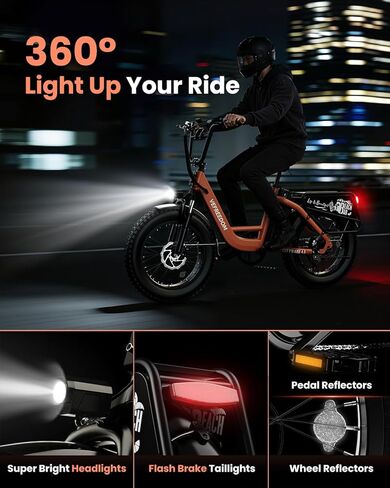 1500W Electric Bike forAdults, 48V20Ah Large Removable Battery Ebike, 30+MPH 70Miles Max Range, 20" x4 Fat Tire E Bike, Cruise Control Electric Bicycle for Commute City Beach Women/Man in Saudi Arabia
