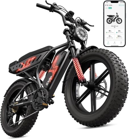 TST Electric Bike for Adults, 1500W Peak Motor Ebike with 48V 15/25Ah Built-in Battery, 60/120 Miles Range 28 MPH Upgraded Electric Bike, 20" All-Terrain Fat Tire E Bike in Saudi Arabia