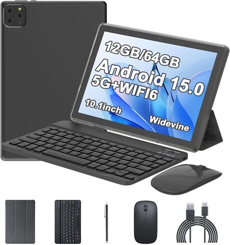 11 inch Android Tablet Pc,18GB(6+12) RAM +64GB ROM,2 in 1 Tablets with Keyboard Case Mouse Stylus, 2.0GHz Octa-core Processor, 1280 * 800 IPS HD Incell Screen, 5G WiFi6 BT 5.0, 8MP Camera Tableta PC in Kuwait